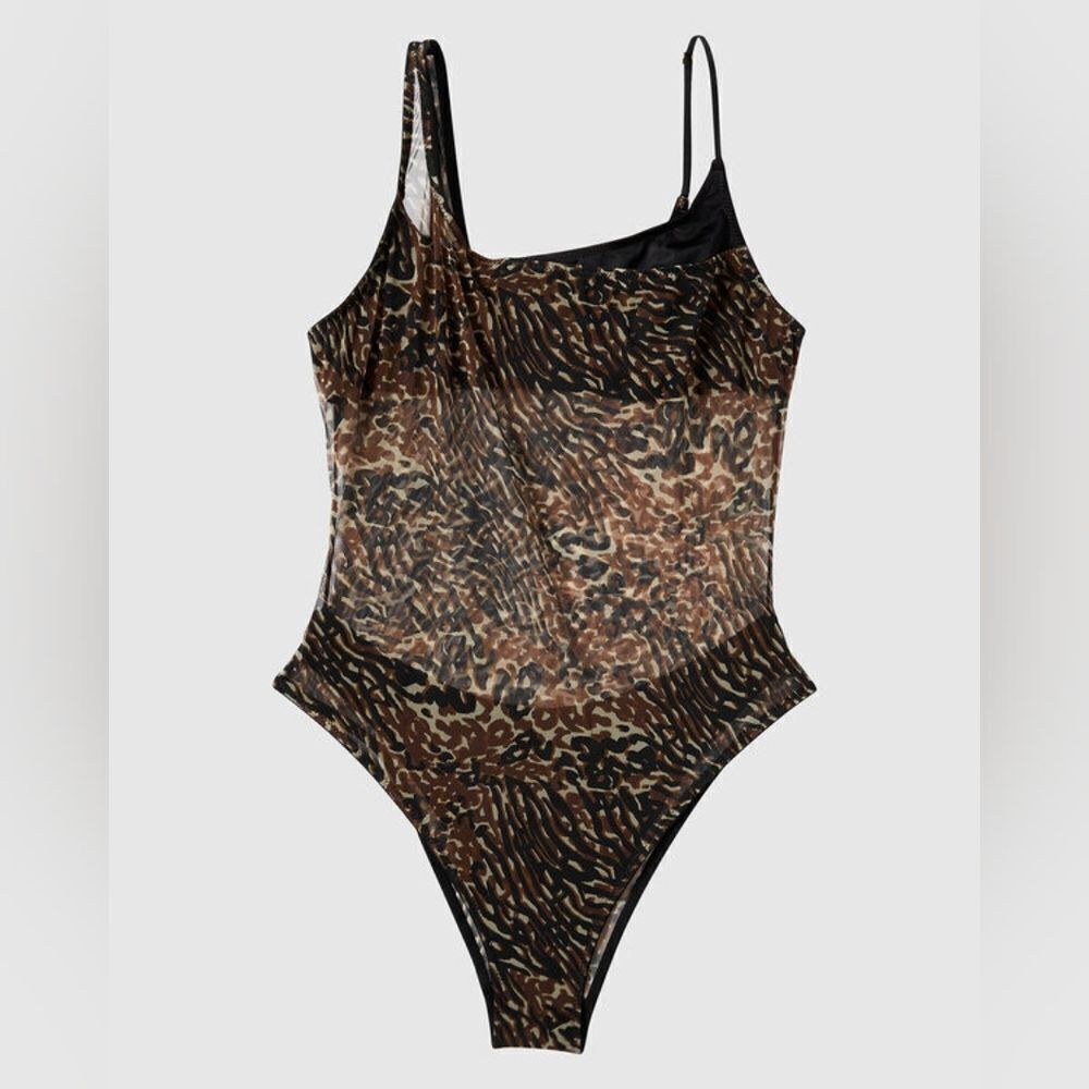 New With Tag La‎ Senza Size XS Leopard Print Layered Mesh Bodysuit - Picture 4 of 15